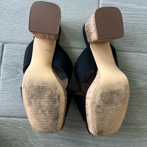 Black Chandra Faux Leather Cork Platform Sandals size 6 ½ - Picture 4 of 7